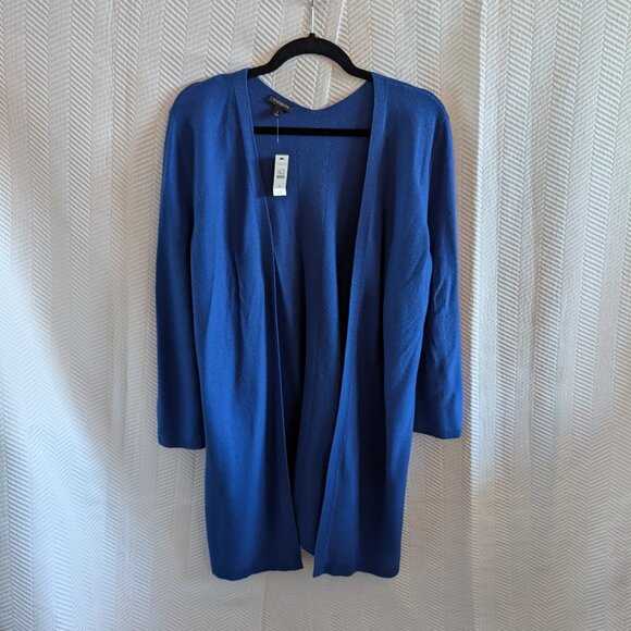 Talbots No-Close Cardigan Royal Blue Size L Classic Open Cardigan Duster - Picture 4 of 15
